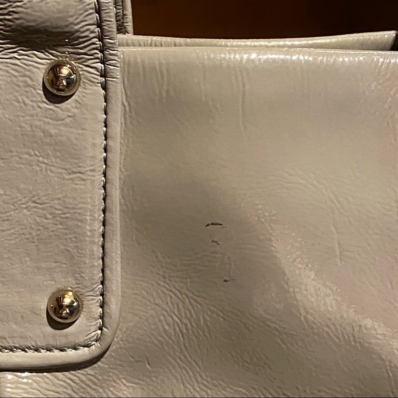 Kate Spade Tote Handbag Purse Gray Patent Leather - Picture 9 of 9